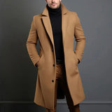 Men's Long Overcoat With Notch Lapels