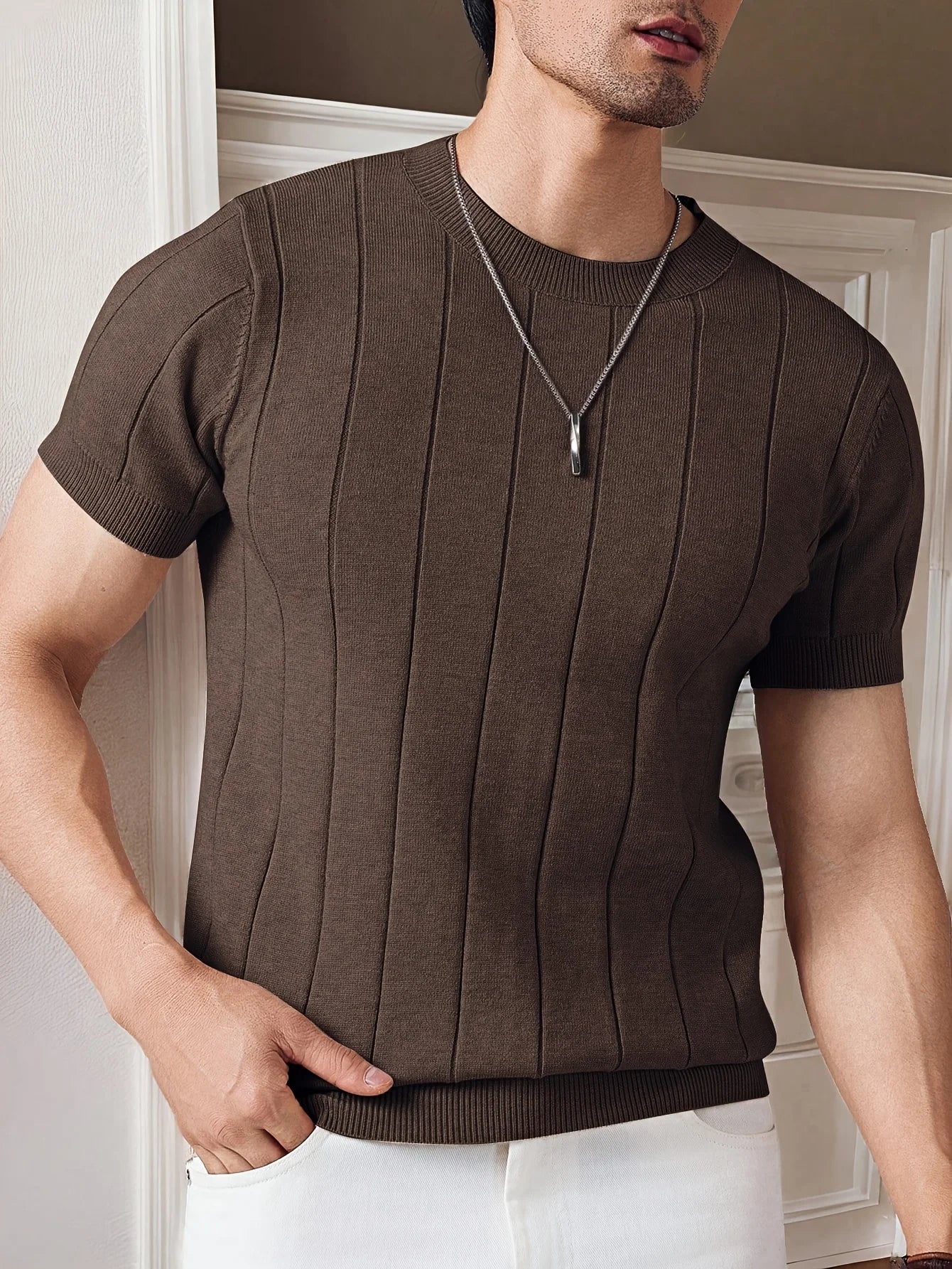 Men's Ribbed Knit T-Shirt