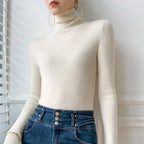 Women’s Turtleneck Sweater with Ribbed Texture