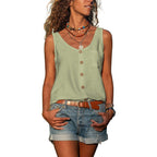 Women's Button Front Sleeveless Top