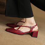 Women's Slingback Square Toe Block Heel Pumps