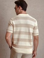 Men's Striped Knit Polo Shirt