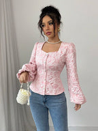 Women's Floral Jacquard Blouse