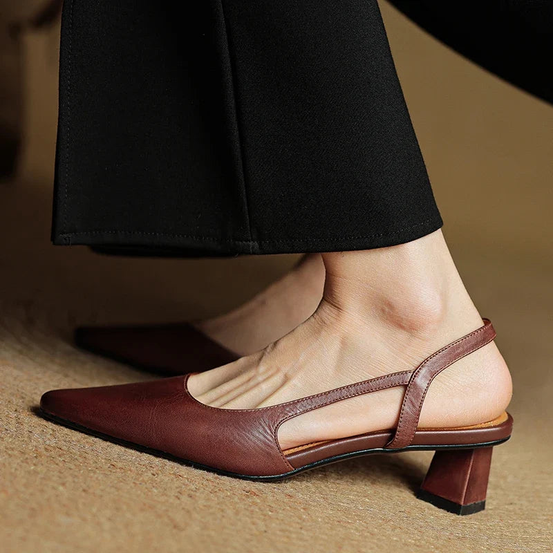 Women's Pointed Toe Slingback Low Heel Pumps