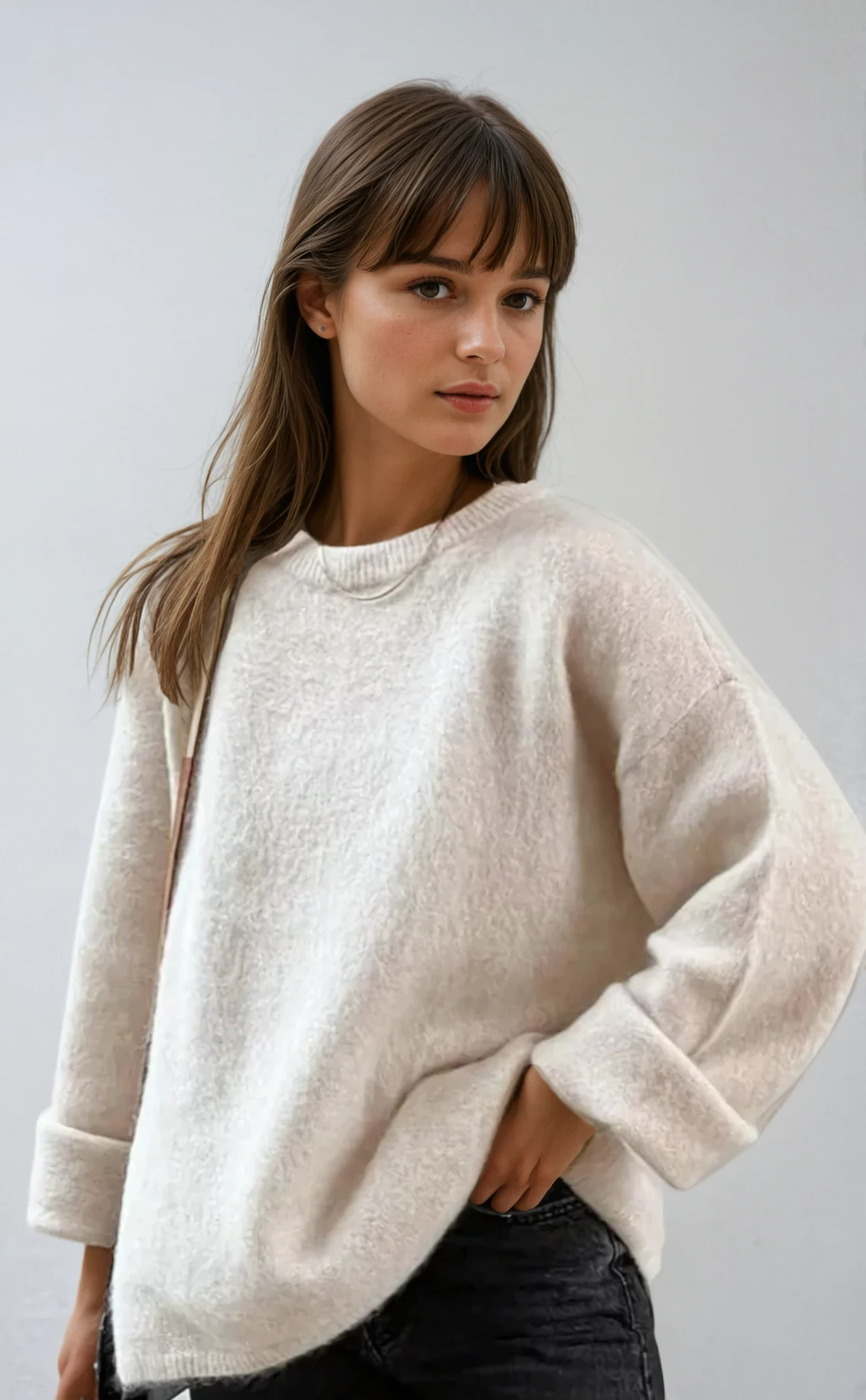 Women's Relaxed Fit Knitted Crew Neck Sweater