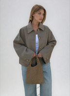 Women’s Oversized Collared Button-Front Jacket