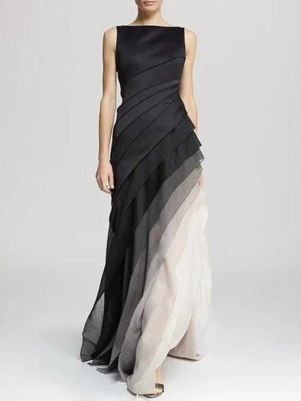 Women's Draped Sleeveless Evening Maxi Dress