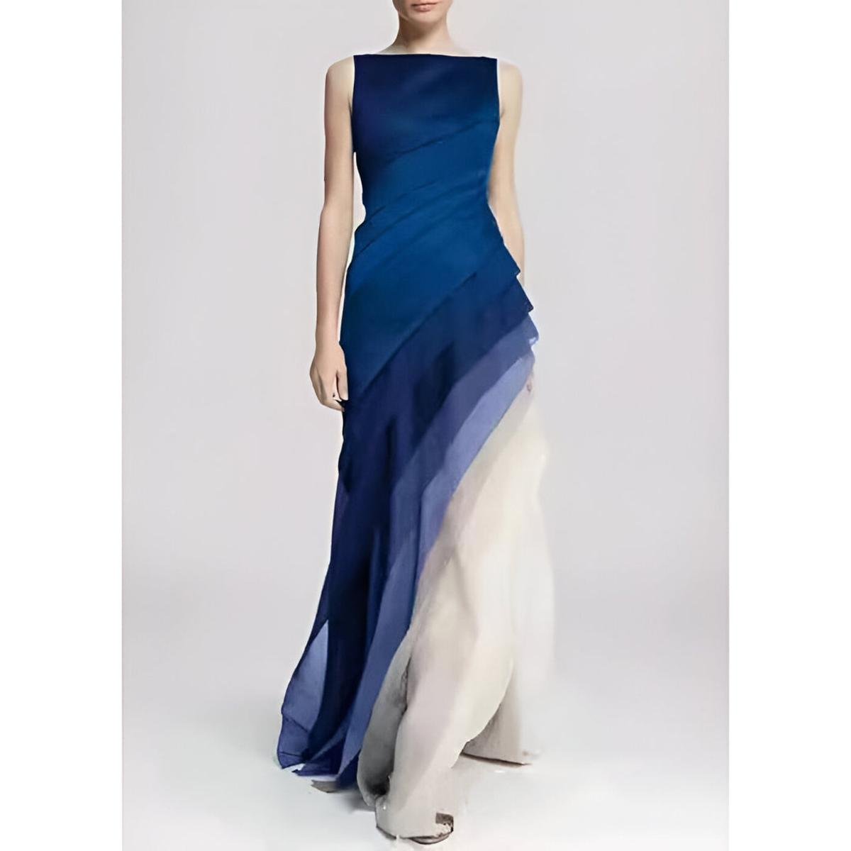 Women's Draped Sleeveless Evening Maxi Dress
