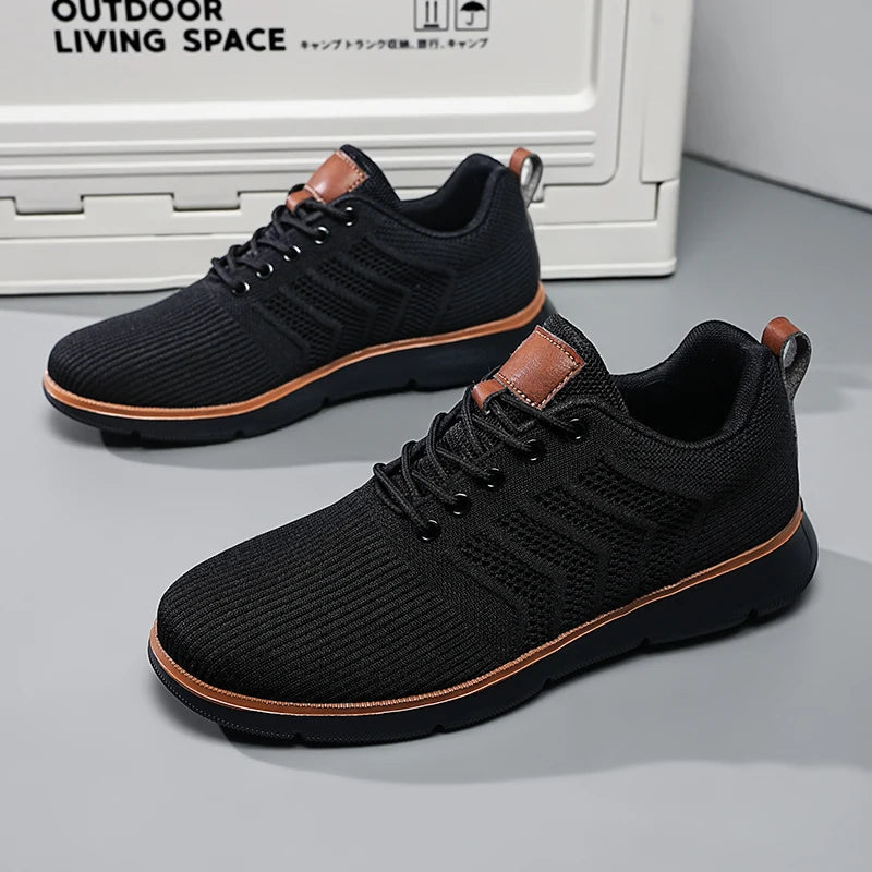 Men’s Mesh-Textured Lace-Up Sneakers