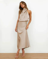 Women’s Draped Halter Neck Maxi Dress