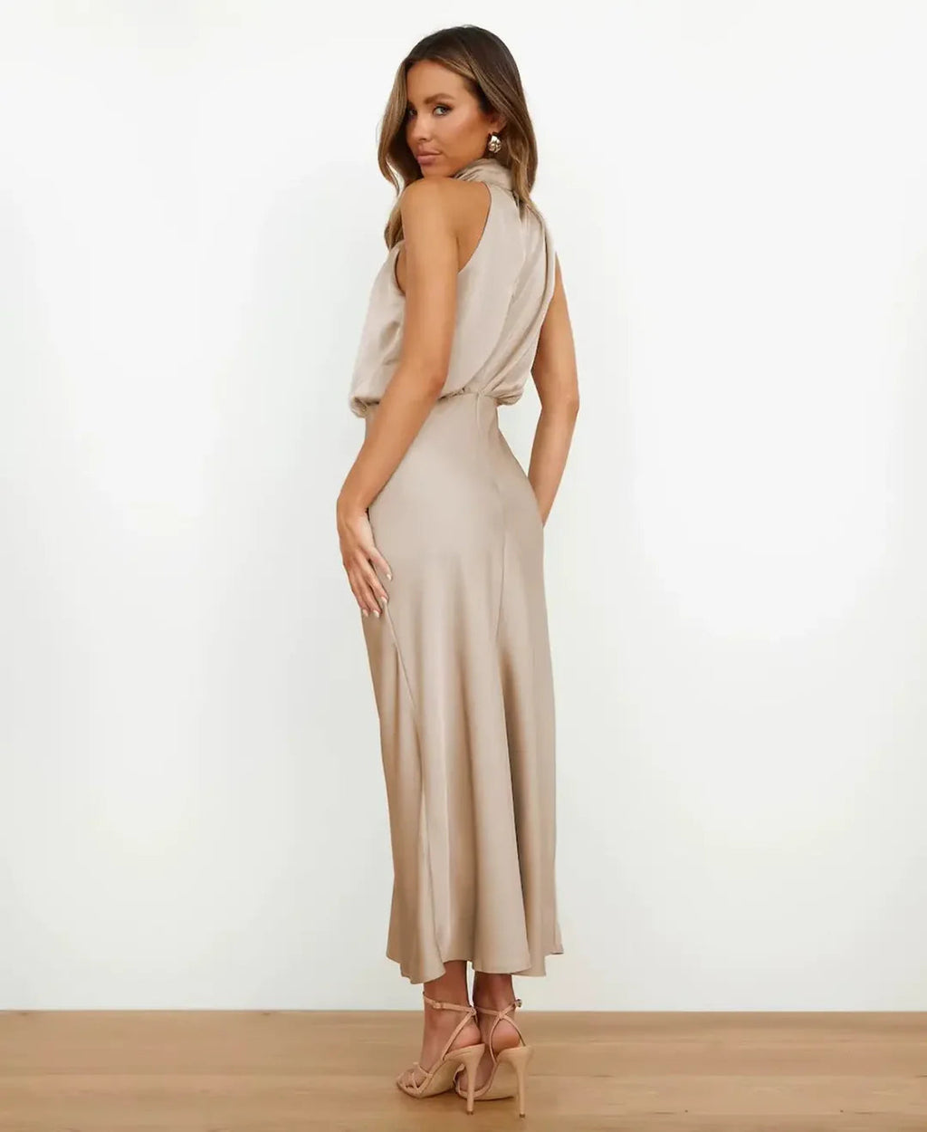 Women’s Draped Halter Neck Maxi Dress