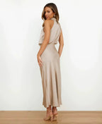 Women’s Draped Halter Neck Maxi Dress