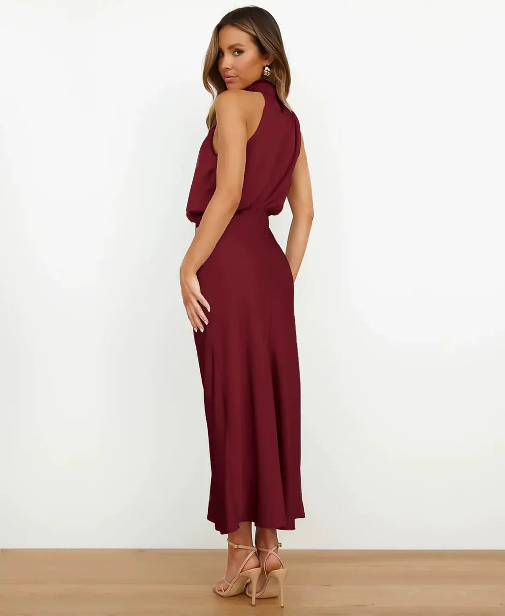 Women’s Draped Halter Neck Maxi Dress