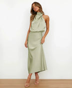 Women’s Draped Halter Neck Maxi Dress