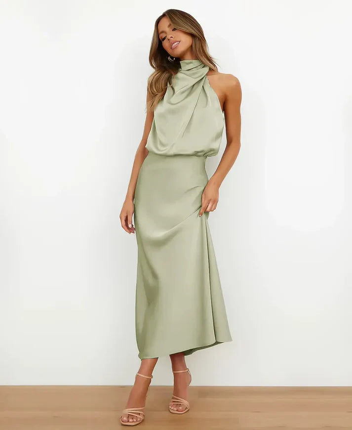Women’s Draped Halter Neck Maxi Dress