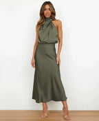 Women’s Draped Halter Neck Maxi Dress
