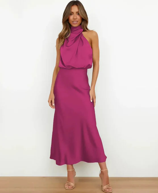 Women’s Draped Halter Neck Maxi Dress