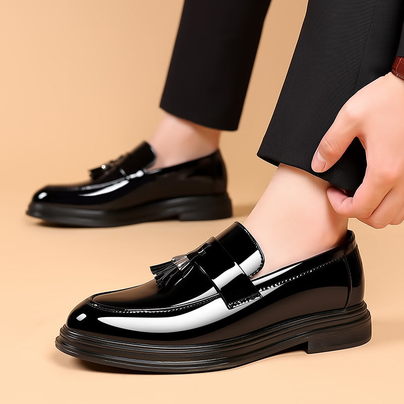 Men’s Glossy Tassel Platform Loafers