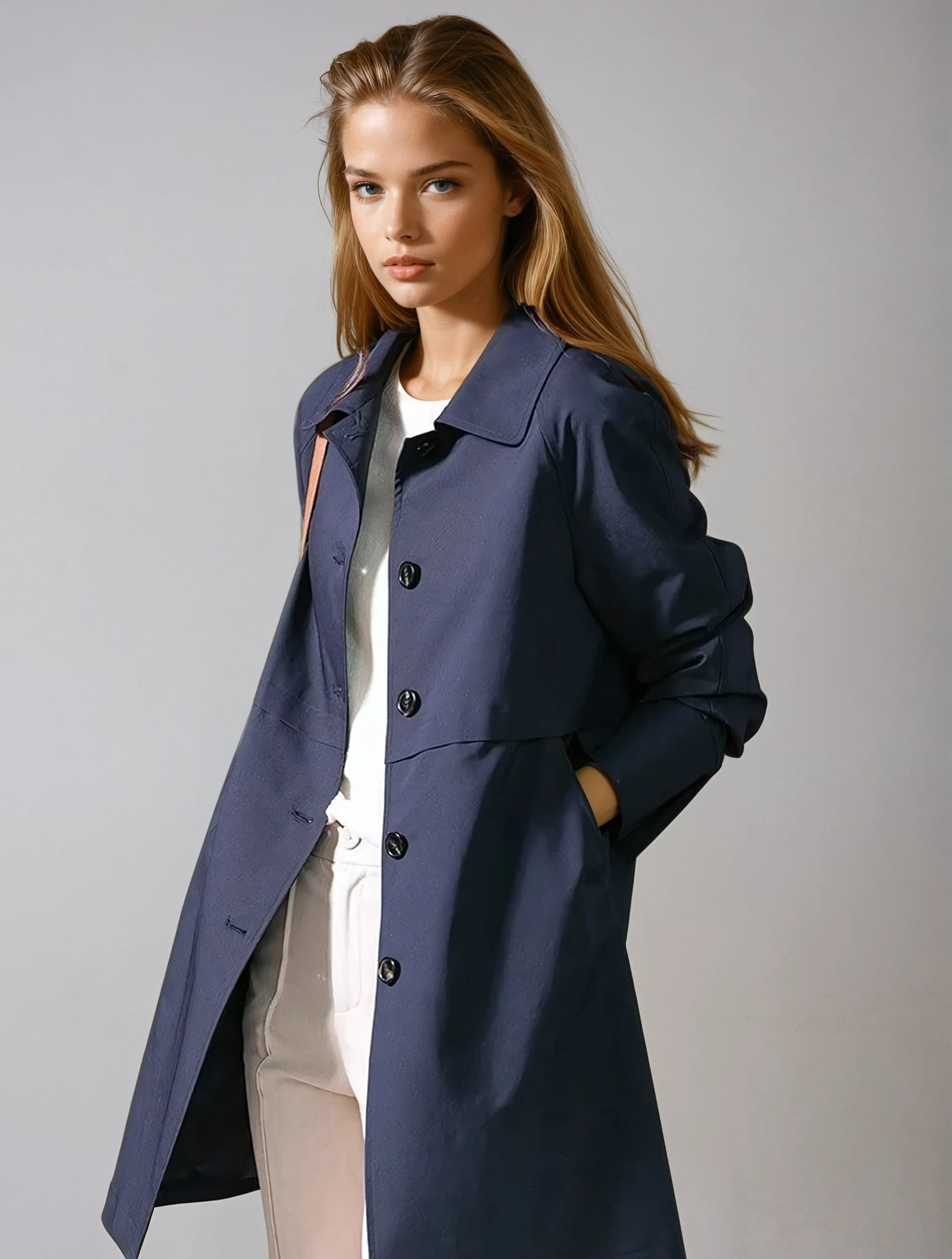 Women’s Longline Button-Front Trench Coat