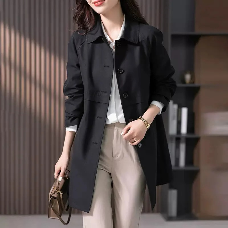 Women’s Longline Button-Front Trench Coat