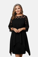Women’s Evening Dress with Sheer Geometric Sleeves