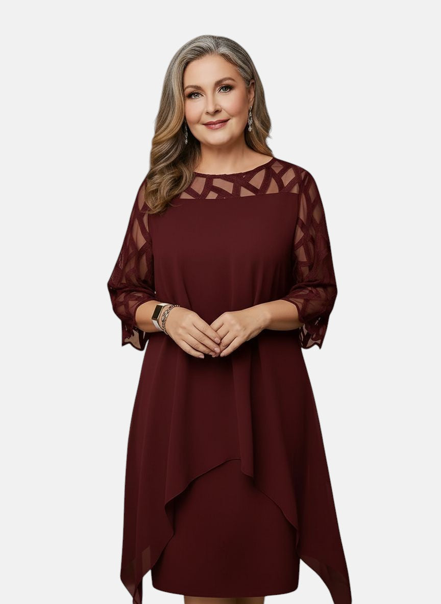 Women’s Evening Dress with Sheer Geometric Sleeves
