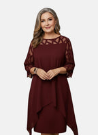 Women’s Evening Dress with Sheer Geometric Sleeves