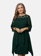 Women’s Evening Dress with Sheer Geometric Sleeves