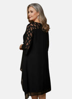 Women’s Evening Dress with Sheer Geometric Sleeves