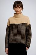 Women's Chevron Knit Mock Neck Sweater