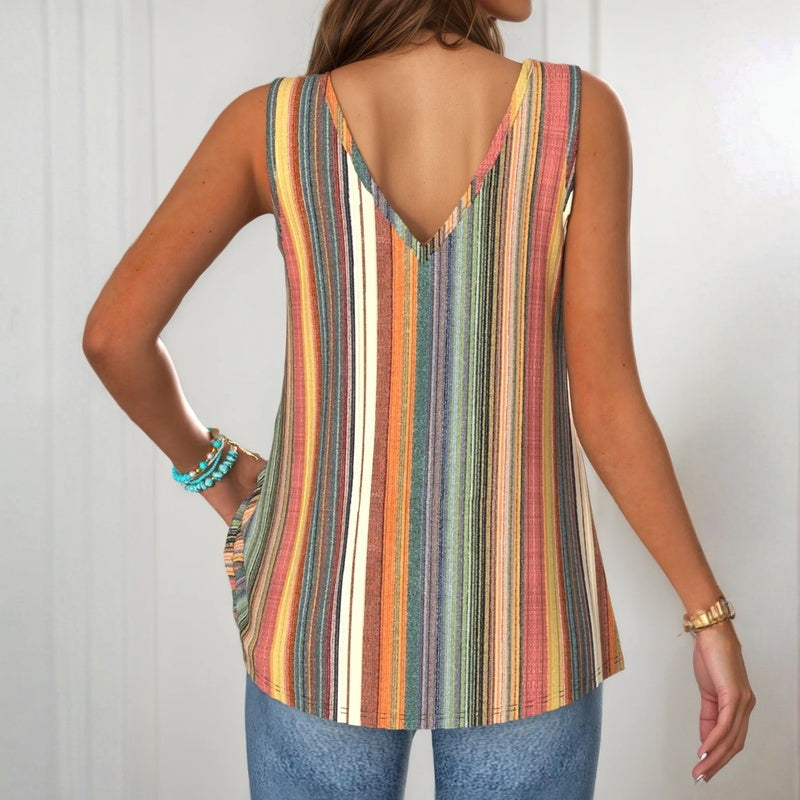 Women’s Striped Knotted Strap Top
