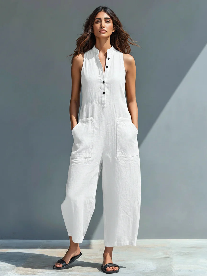 Women’s Sleeveless Wide-Leg Utility Jumpsuit