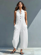 Women’s Sleeveless Wide-Leg Utility Jumpsuit