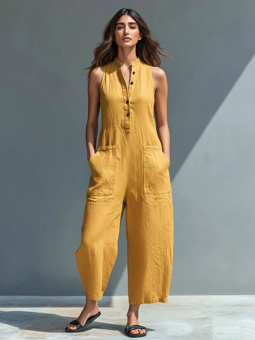 Women’s Sleeveless Wide-Leg Utility Jumpsuit