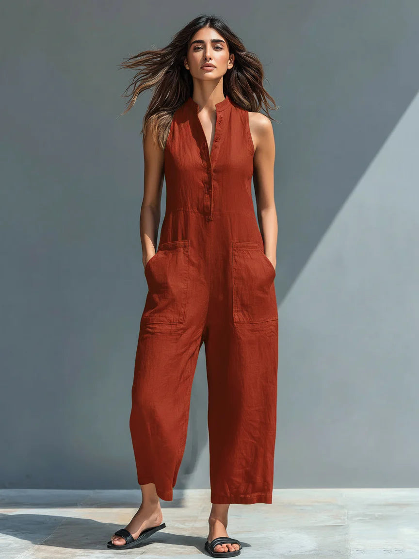 Women’s Sleeveless Wide-Leg Utility Jumpsuit