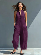 Women’s Sleeveless Wide-Leg Utility Jumpsuit