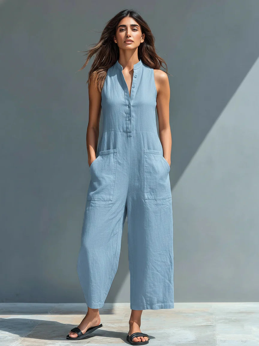 Women’s Sleeveless Wide-Leg Utility Jumpsuit