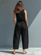 Women’s Sleeveless Wide-Leg Utility Jumpsuit