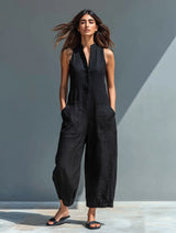 Women’s Sleeveless Wide-Leg Utility Jumpsuit
