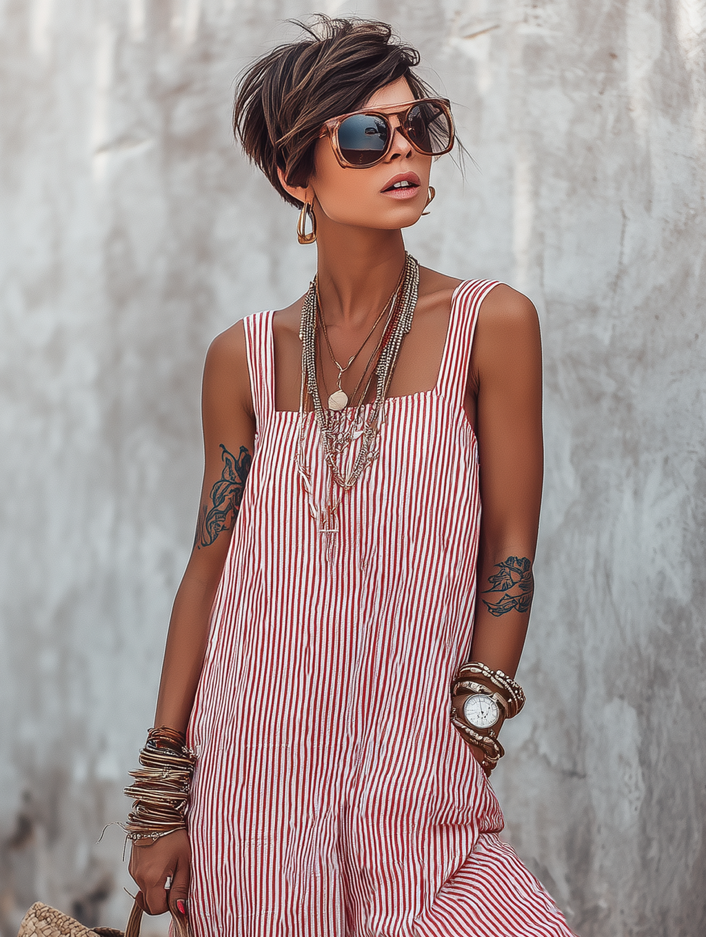 Women’s Relaxed Striped Overall Jumpsuit
