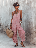 Women’s Relaxed Striped Overall Jumpsuit
