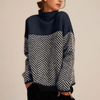 Women's Chevron Knit Mock Neck Sweater