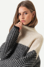 Women's Chevron Knit Mock Neck Sweater