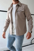 Men's Long Sleeve Overshirt With Flap Detail