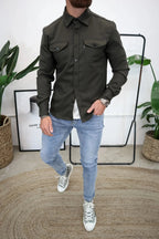 Men's Long Sleeve Overshirt With Flap Detail