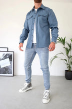 Men's Long Sleeve Overshirt With Flap Detail