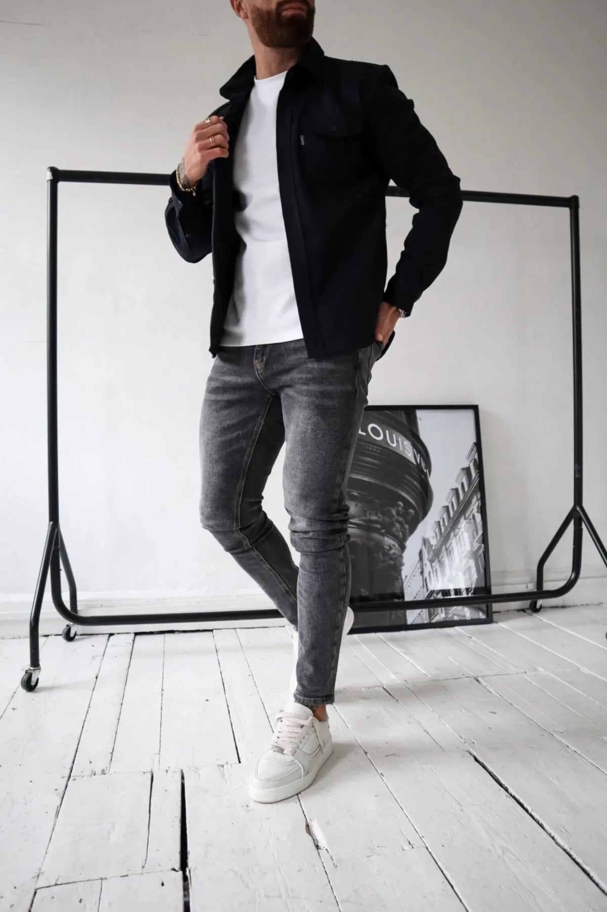 Men's Long Sleeve Overshirt With Flap Detail