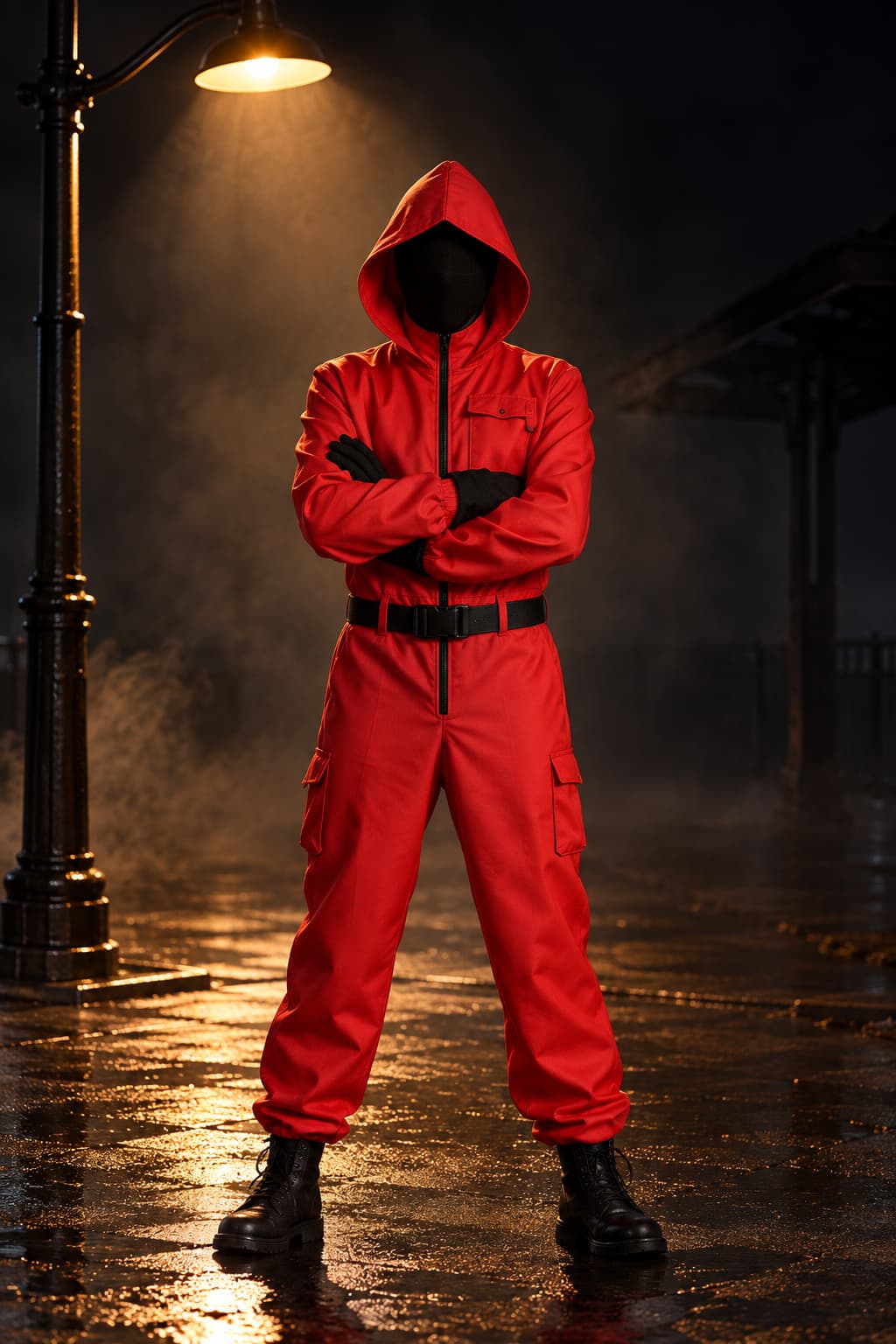 Unisex Halloween Hooded Heist Costume Jumpsuit