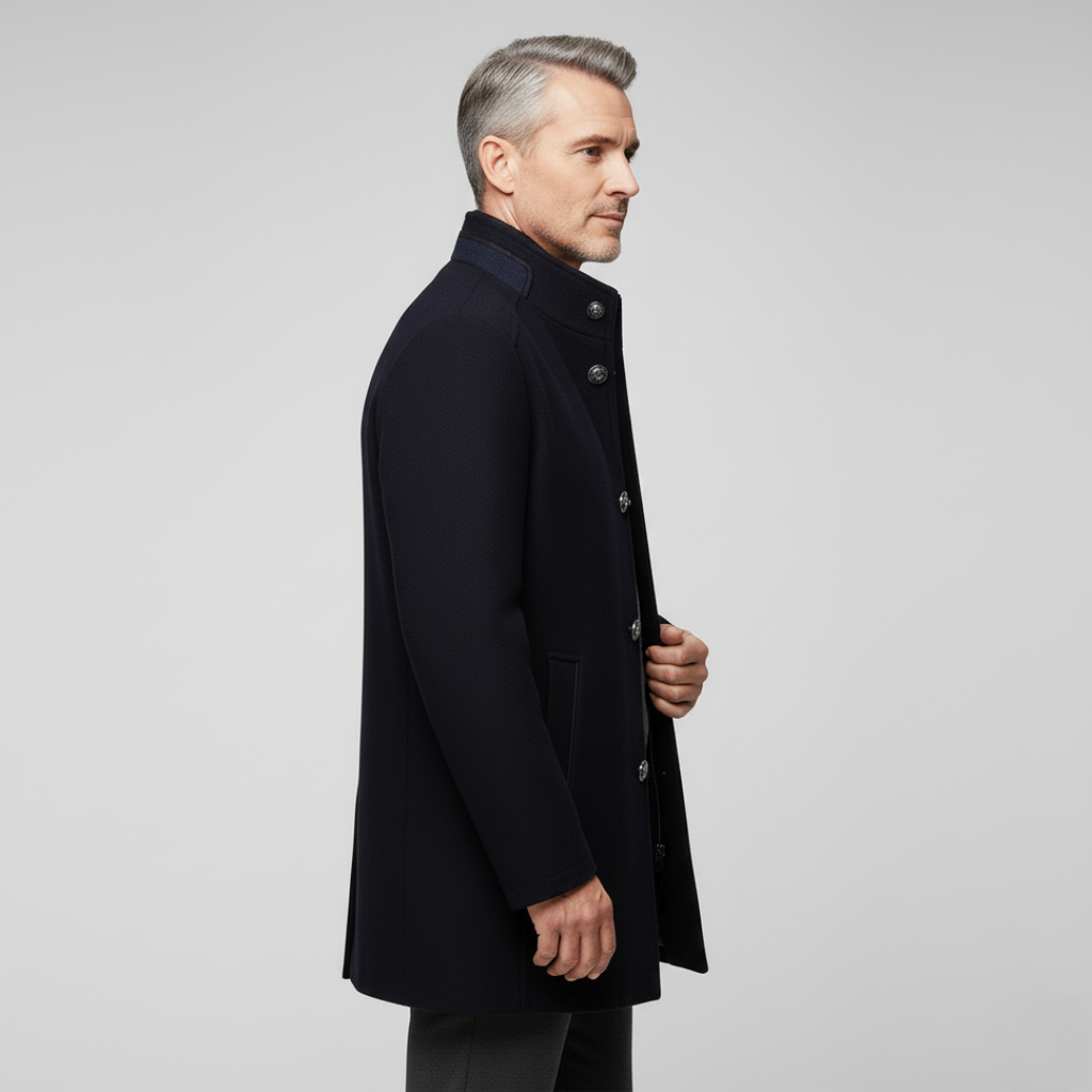 Men’s Layered-Look Stand-Collar Winter Coat