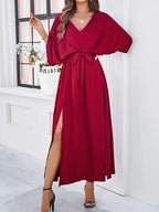 Women's Elegant Tie Waist Maxi Dress